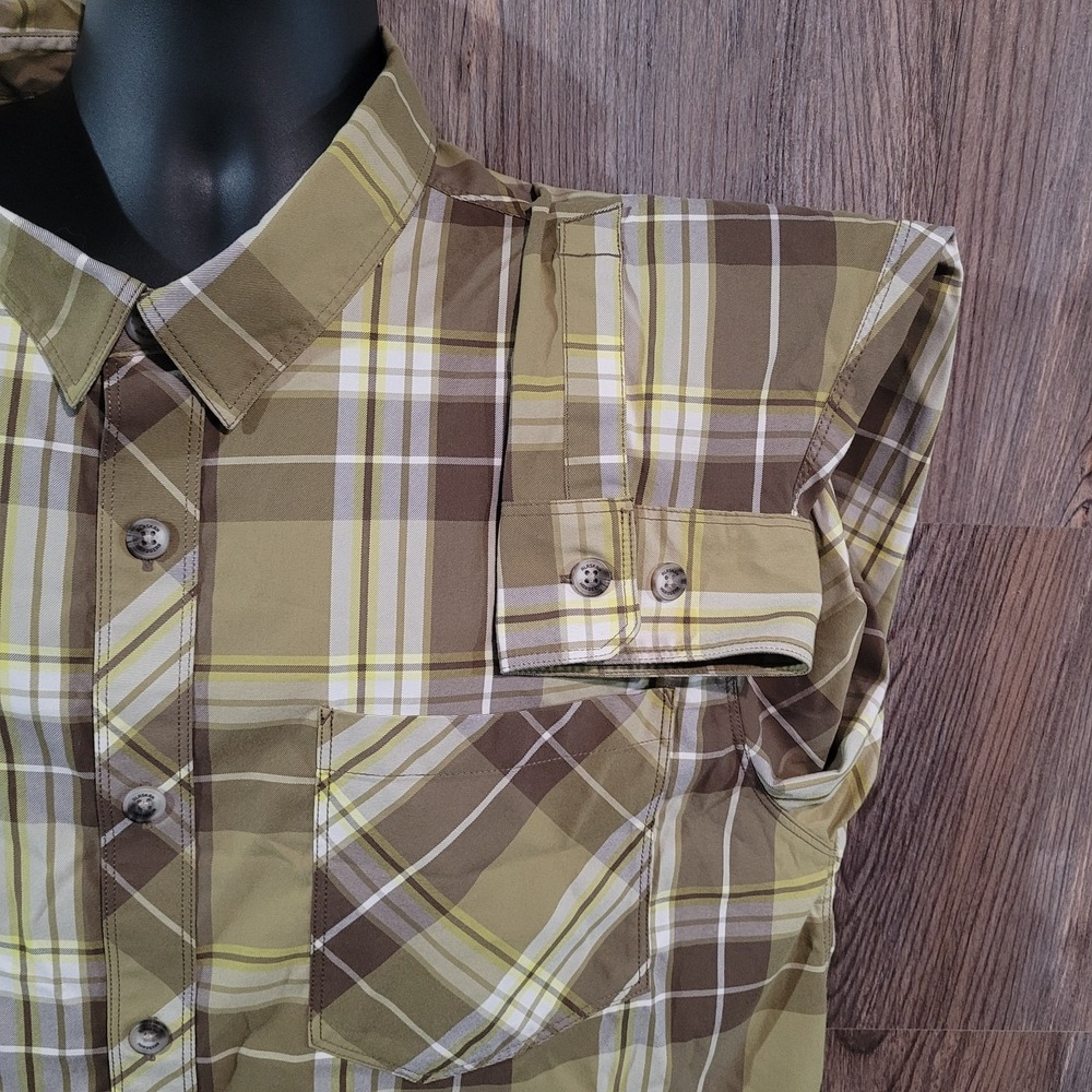 Duluth Trading Alaskan Hardgear AKHG Bitterroot Shirt 2XL Green Plaid LS Outdoor